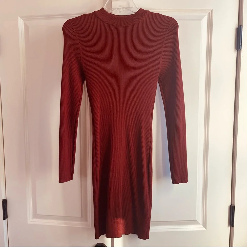 Spice colored Stretch Knit Bodycon Cutout Dress - Picture 4 of 6